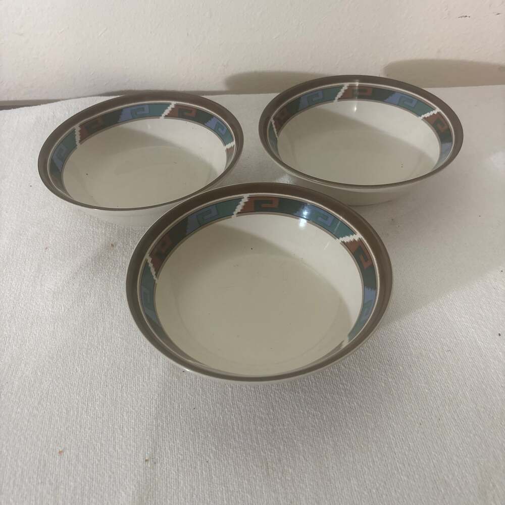 Set of 3 Mikasa Mosaic Southwestern Style Ceramic Soup/Cereal Bowls